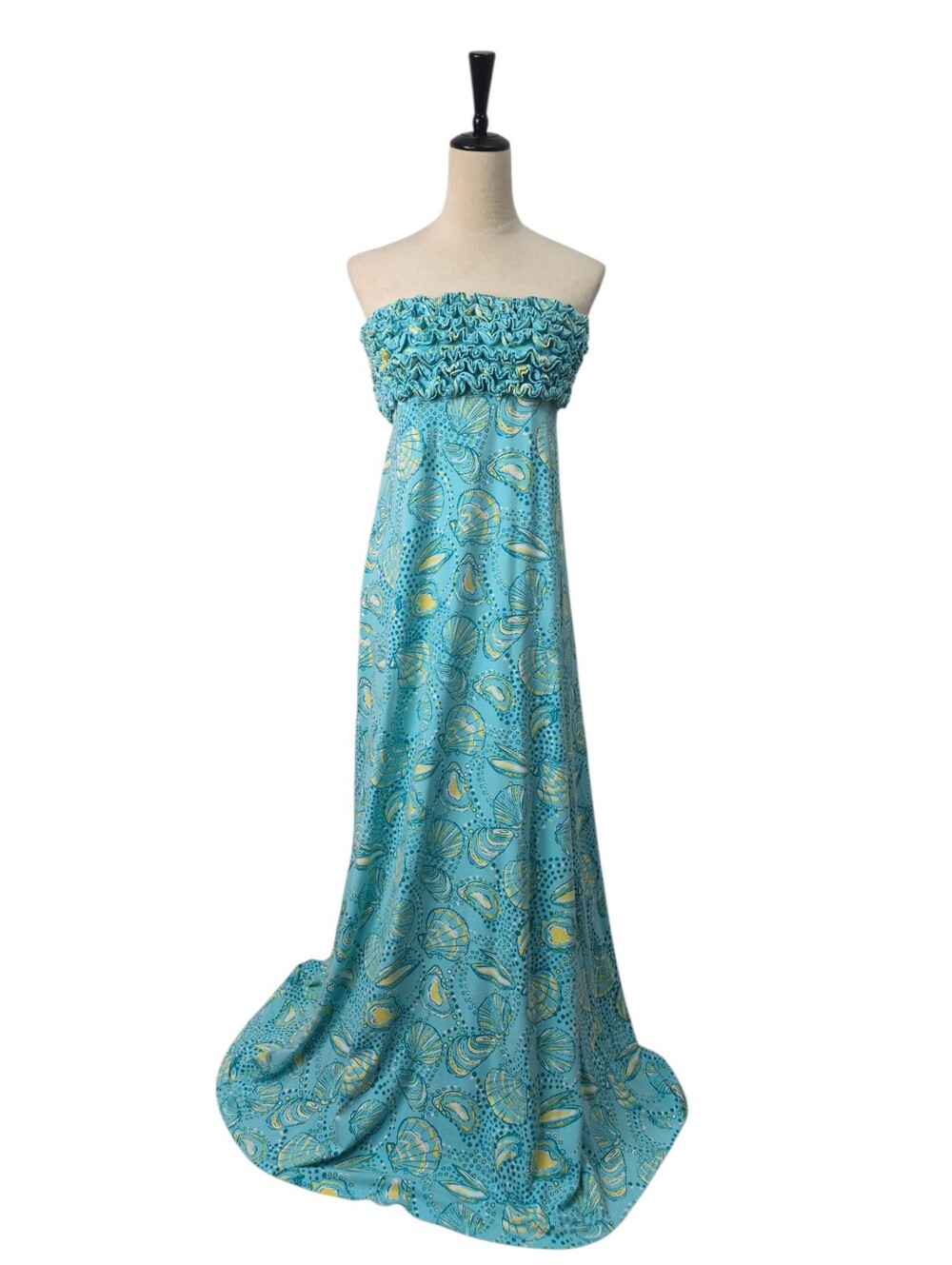 Lilly Pulitzer Strapless Ruffled Bodice Shell Print Maxi Dress M Coastal Resort - Picture 11 of 14